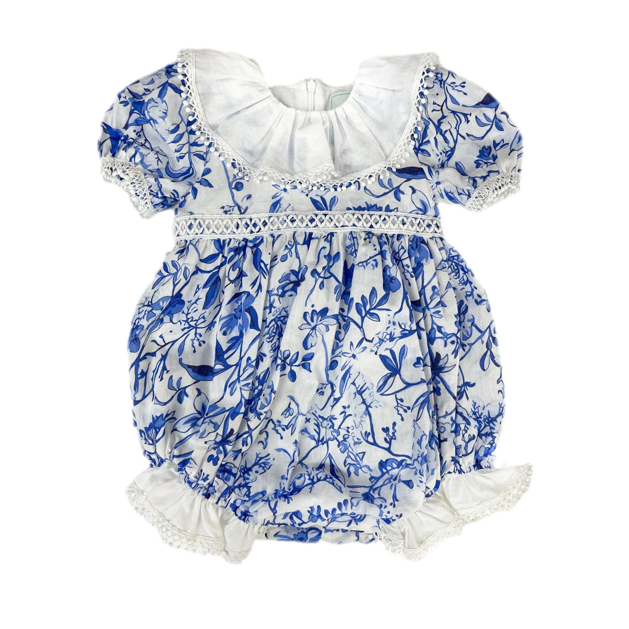 Jaylin Blue and White Linen Romper | petite maison kids