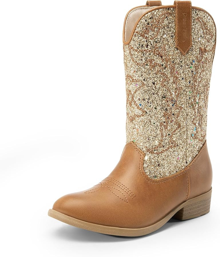 DREAM PAIRS Cowgirl Cowboy Western Boots Girls Mid Calf Riding Shoes Little Kid/Big Kid | Amazon (US)