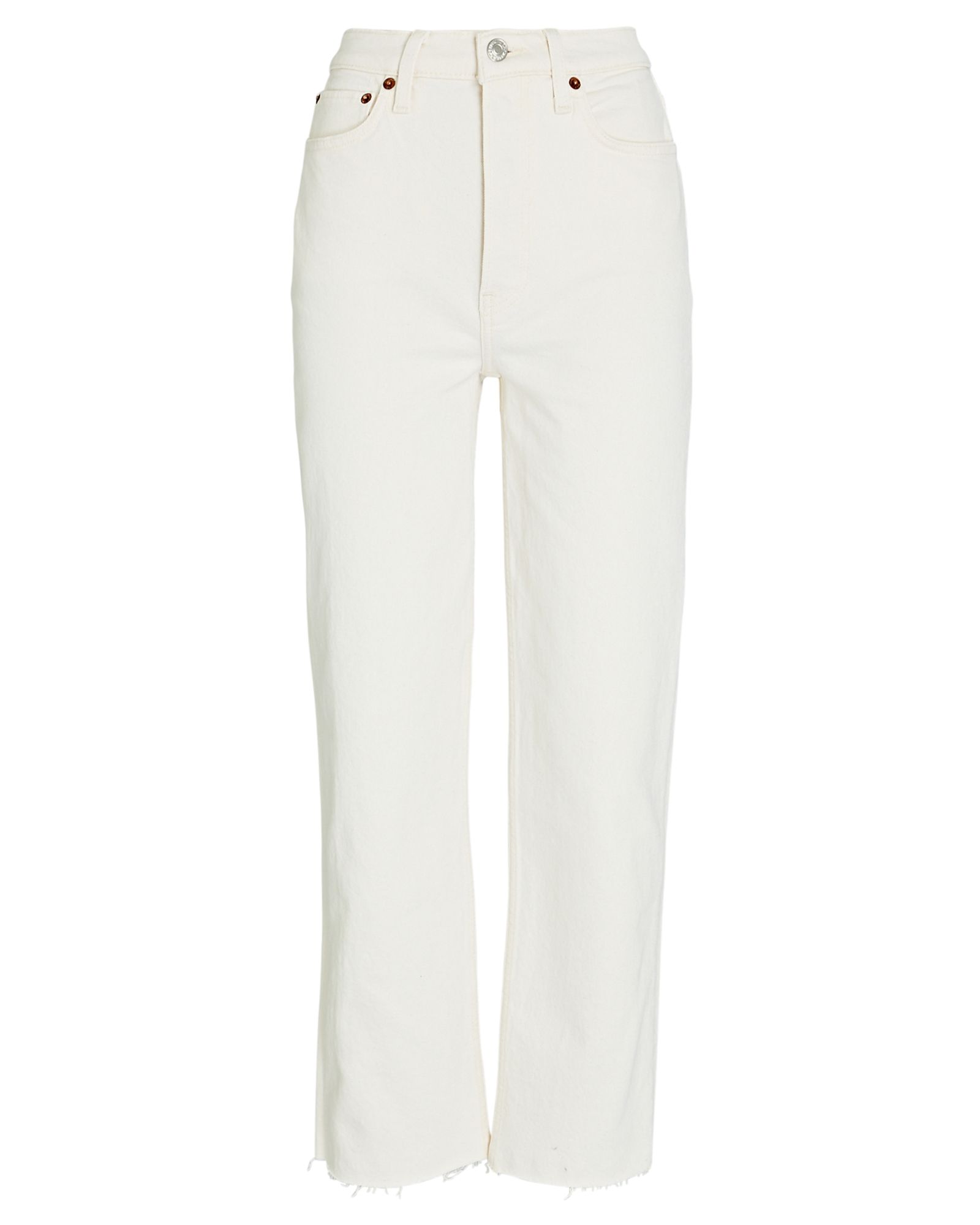 RE/DONE 70s High-Rise Stove Pipe Jeans, Ivory 30 | INTERMIX