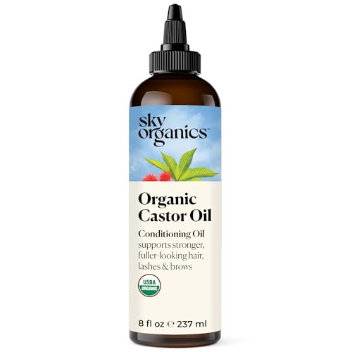 Sky Organics - Castor Oil Organic - Volumizing Hair Oil - Scalp, Lashes, Brows - Pure Castor Oil Cold Pressed - Natural Conditioner - Omega Fatty Acids, Vegan - Beauty, Hair Care - 8oz | Amazon (US)