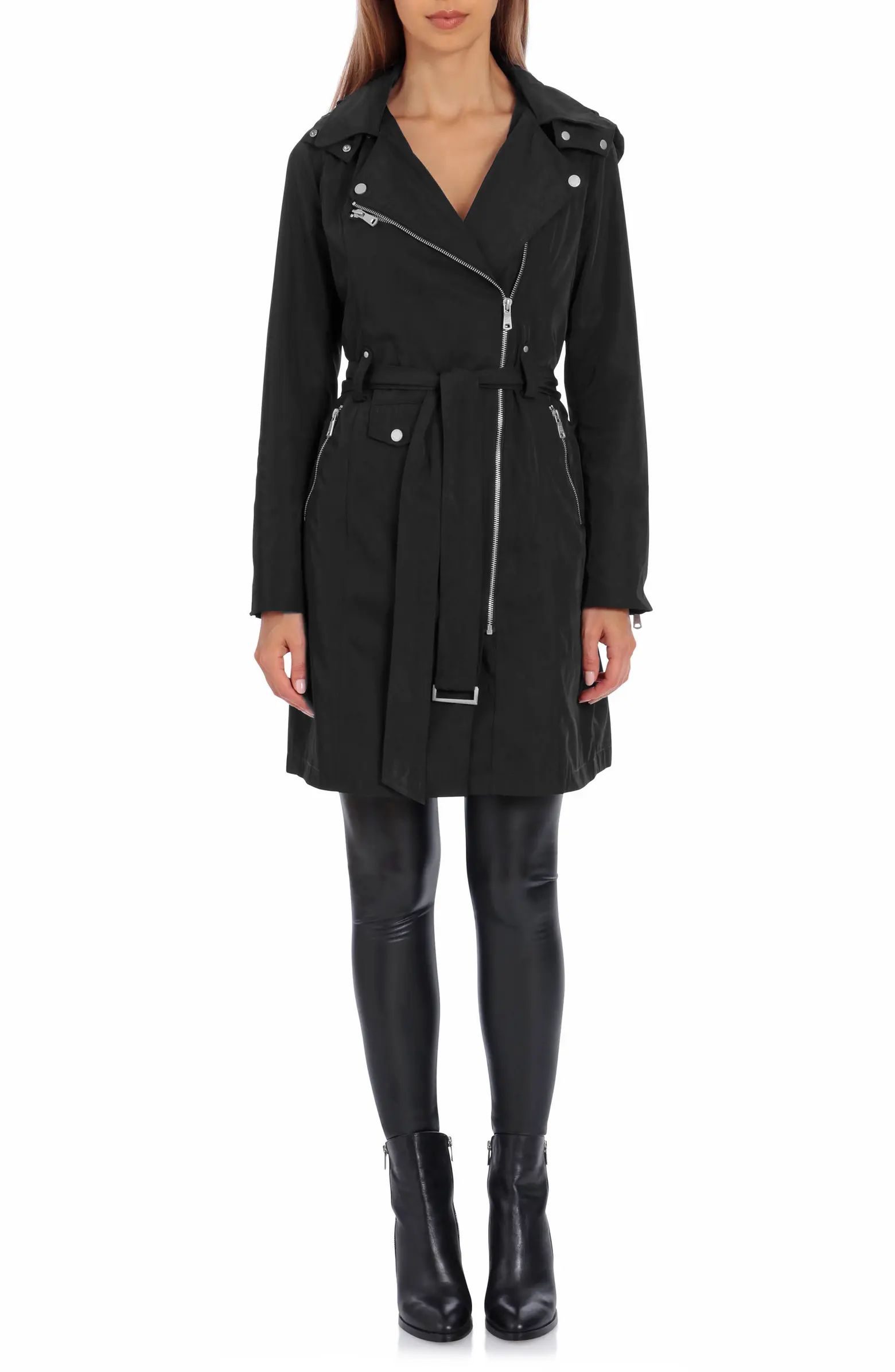 Water Resistant Moto Detail Trench Coat | Nordstrom