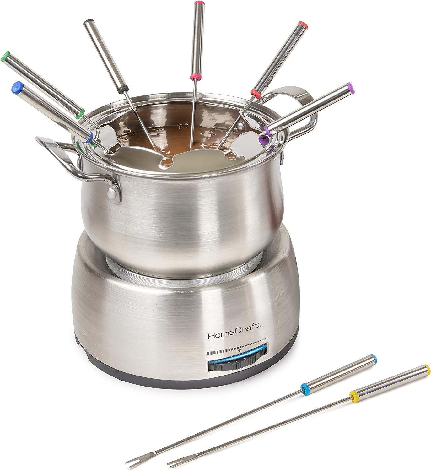 Amazon.com: HomeCraft Electric Fondue Pot, 8-Cup, Fondue Machine with Temperature Control, 8 Fork... | Amazon (US)