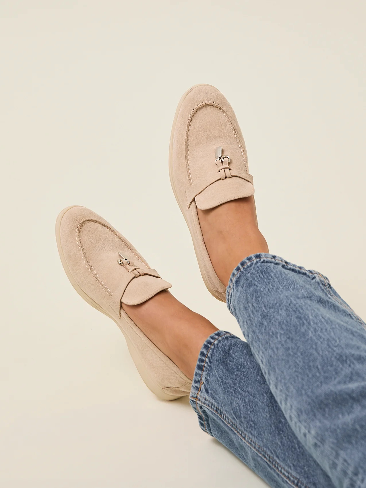 Beige Faux Suede Slip On Loafer | Linzi Shoes