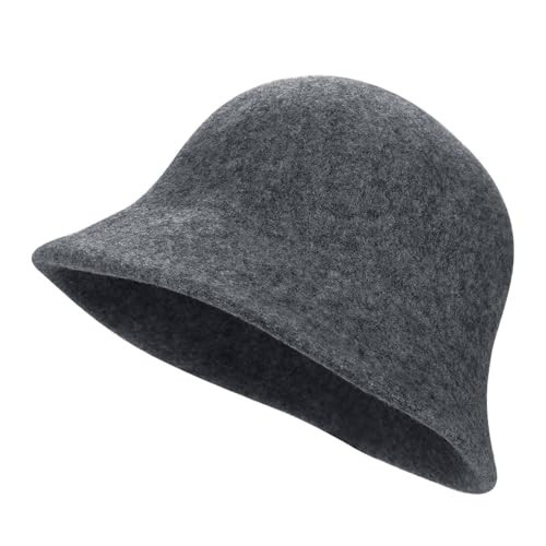 Winter Wool Bucket Hat Vintage Fisherman Cap Winter Warm Wool Felt Cloche Hat Classic Solid Color Style Windproof Fedora Bowler Cap for Ladies Women Men Outdoor Travel Hiking Fishing Camping | Amazon (UK)