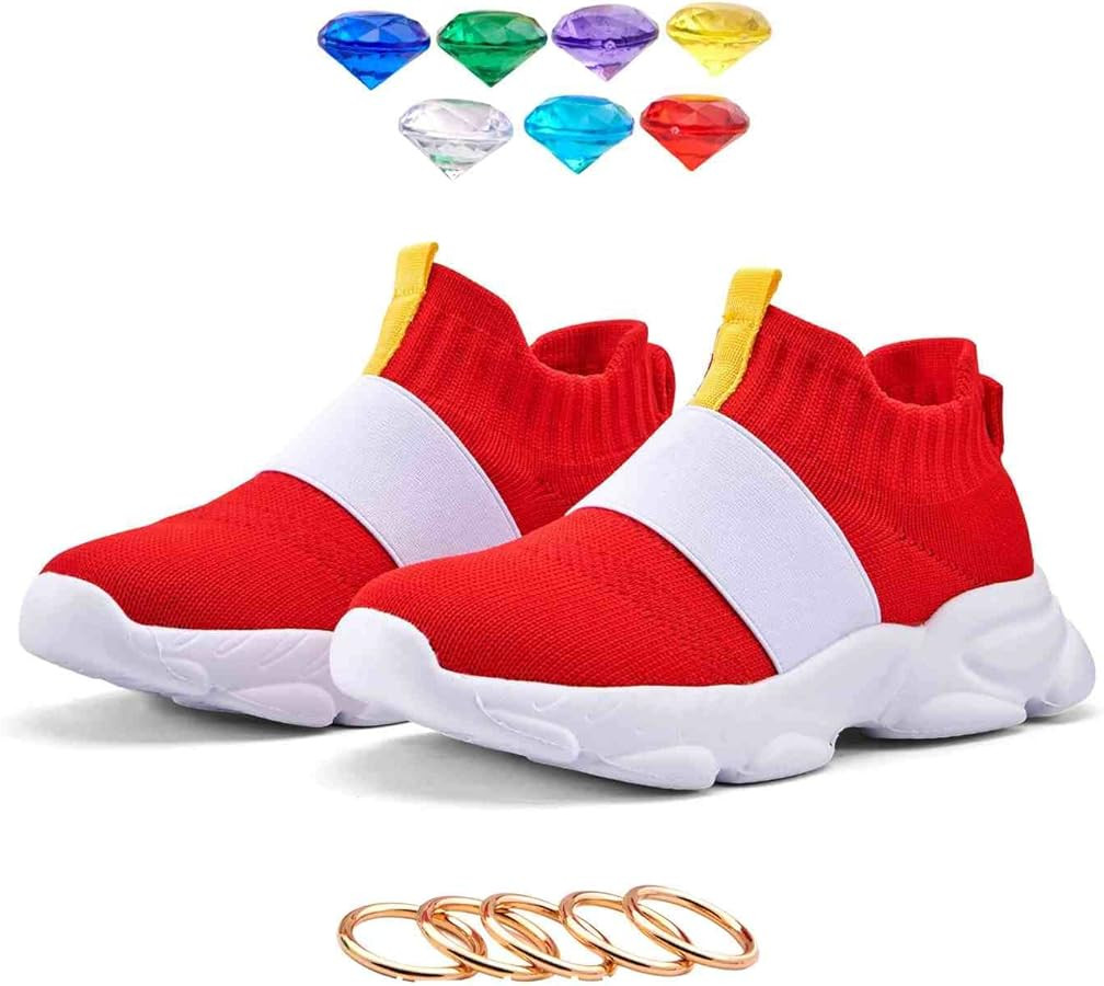 Shoes for Boys Girls Kids Children Red Sonic Sneakers with Yellow Stripe Sonic Birthday Party Gif... | Amazon (US)