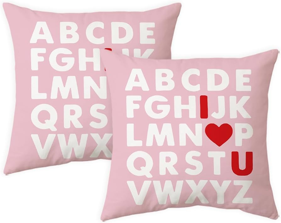Valentine Pillow Covers 20 x 20 Inch ABC I Love You Valentines Day Heart Teacher Kids Throw Pillo... | Amazon (US)