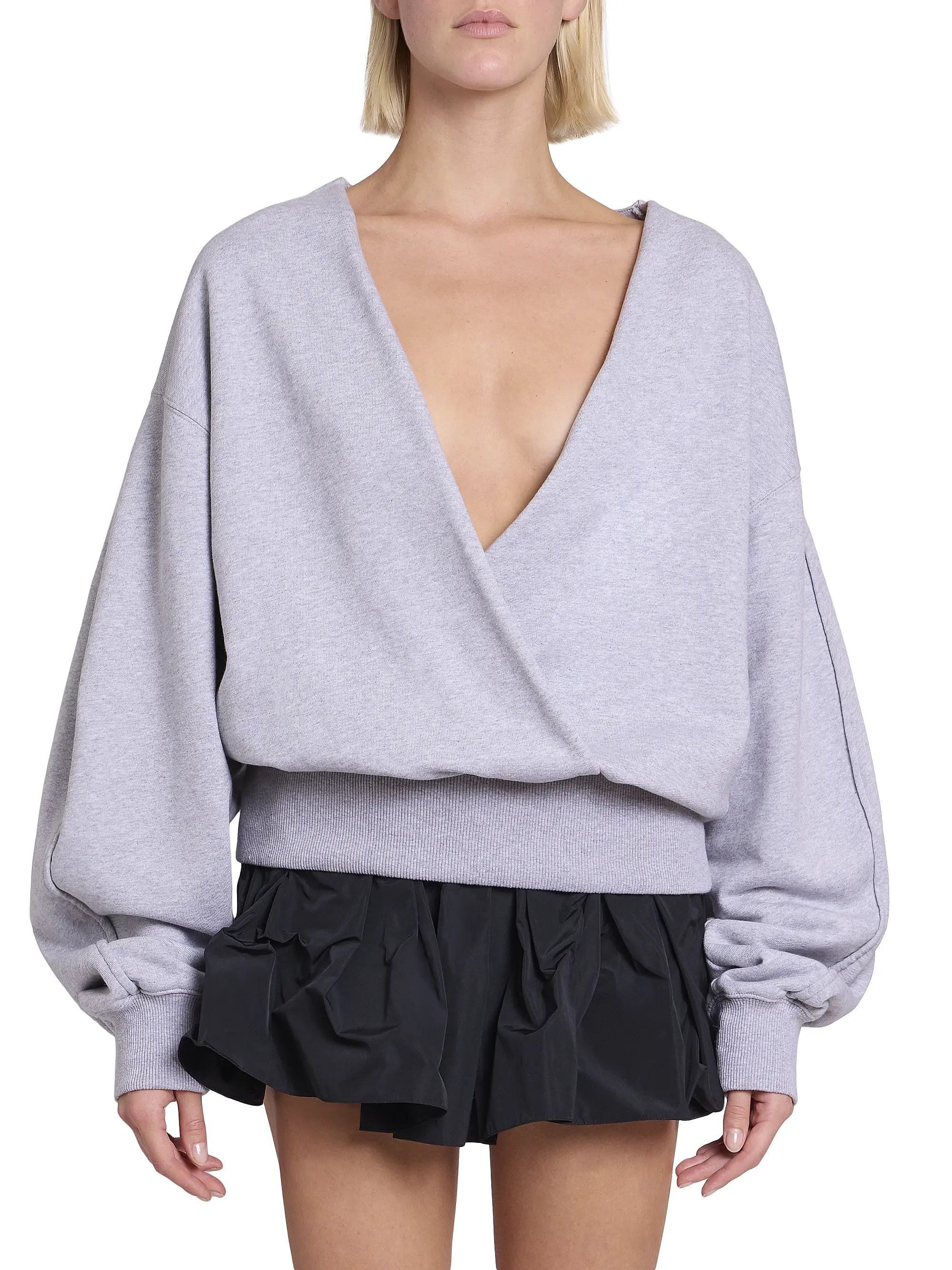 JW Anderson Rounded Wrap-Style Cotton V-Neck Sweatshirt | Saks Fifth Avenue | Saks Fifth Avenue