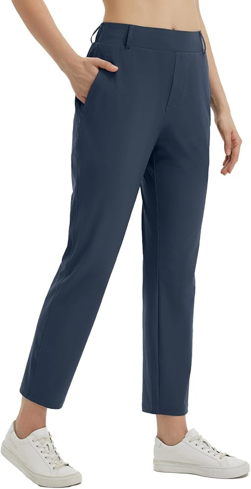 baleaf Women's Golf Pants with Belt Loops Zipper Pockets Stretch Travel Work Bussiness Dressy Cas... | Amazon (US)