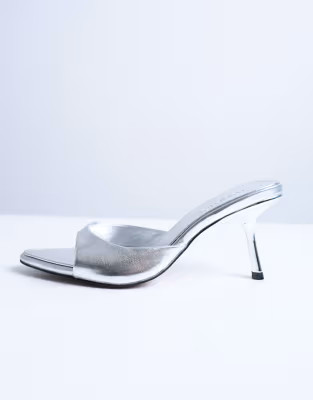 Topshop Isaac point toe mule in silver | ASOS | ASOS (Global)