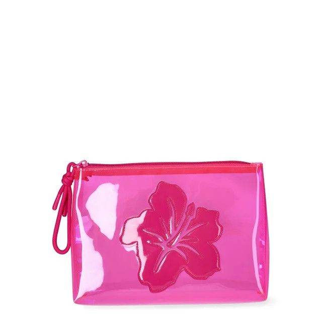 No Boundaries Women's Flower Graphic Beach Pouch - Pink Lollipop | Walmart (US)