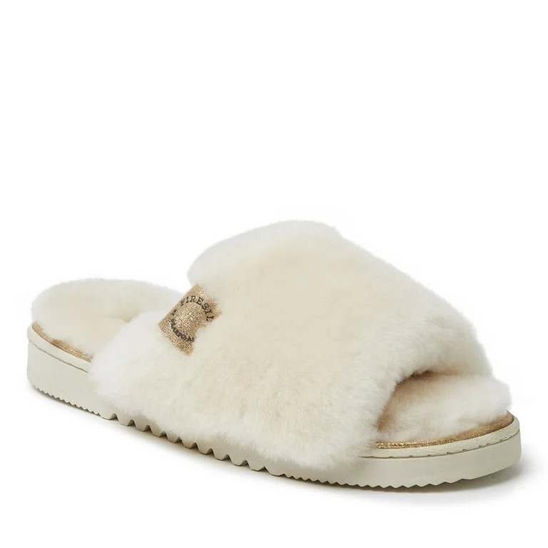 Fireside by Dearfoams Women's Cairns Genuine Shearling Fuzzy Slide Slipper | Walmart (US)