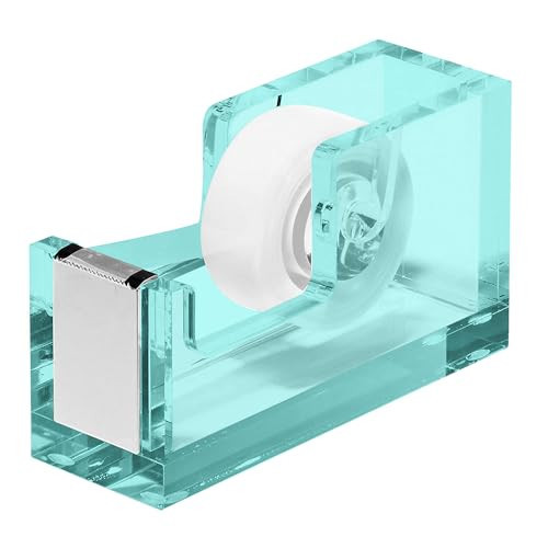 OfficeGoods Acrylic Tape Dispenser – Modern Desk Organizer for Office Supplies – Heavy Duty Refillable Tape Holder for Home and School Crafting – Stylish Desktop Accessory for Gift Wrapping, Green | Amazon (US)