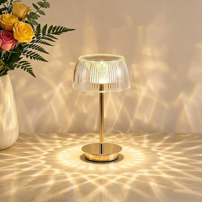 Rechargeable Cordless Table lamp,3 Color Dimmable Battery Operated Small Lamp,Touch Acrylic Desk ... | Amazon (US)