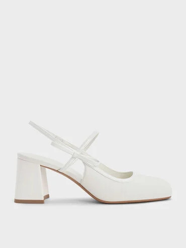 Bow Slingback Mary Jane Pumps
    
         - White | Charles & Keith UK