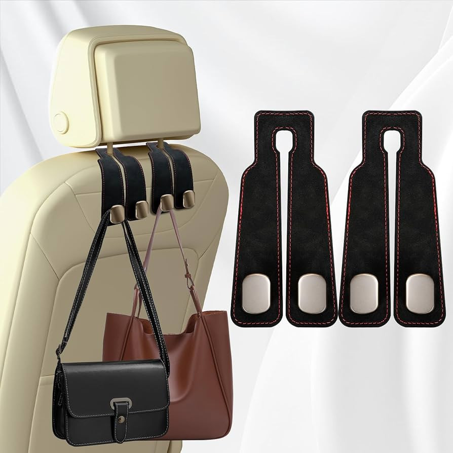 2 Pack Car Hooks for Headrest, Double Car Seat Headrest Hooks, Car Seat Back Storage Hook for Pur... | Amazon (US)