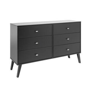Milo Mid Century Black 6-Drawer Dresser 52.5 in. Chest of Drawers Modern Dresser for Bedroom Clothes Storage, Organizer | The Home Depot