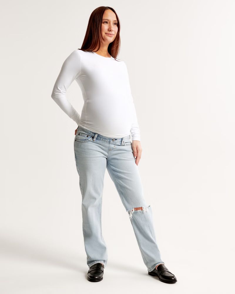 Women's Maternity 90s Straight Jean | Women's Bottoms | Abercrombie.com | Abercrombie & Fitch (US)