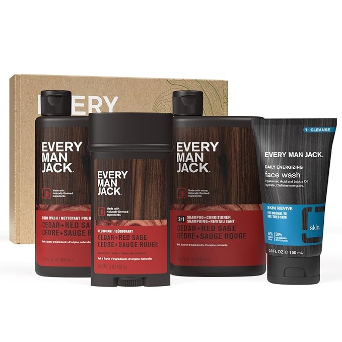 Every Man Jack Men’s Cedar + Red Sage Bath and Body Gift Set - Clean Ingredients & Cedar, Sage,... | Amazon (US)