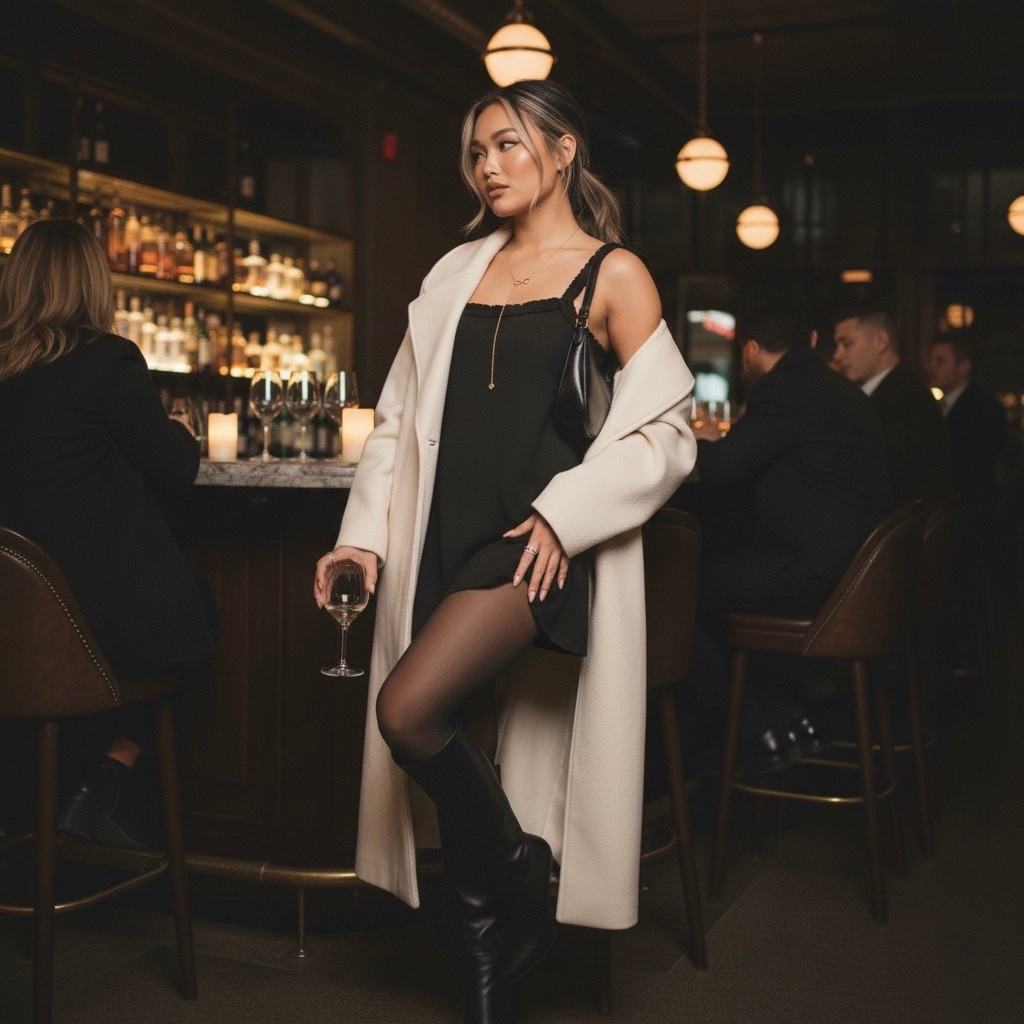 Holiday dinners turn into last-minute plans and this is my go-to kind of look — simple, elevated, and easy to style again for New Year’s Eve.

Black mini dress (wearing size S), sheer tights, knee-high boots, and a long neutral coat to pull everything together. Shoes are women’s size 8.

Perfect if you want something effortless but still dressed up ✨

#LTKHoliday #LTKSeasonal #LTKFindsUnder100