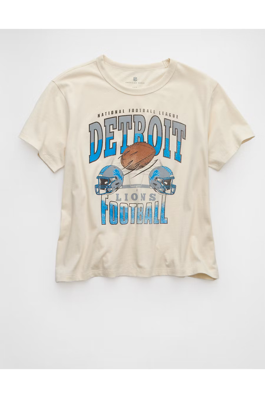 AE NFL Ex-Boyfriend Detroit Lions Graphic T-Shirt Women's Cream XS | American Eagle Outfitters (US & CA)