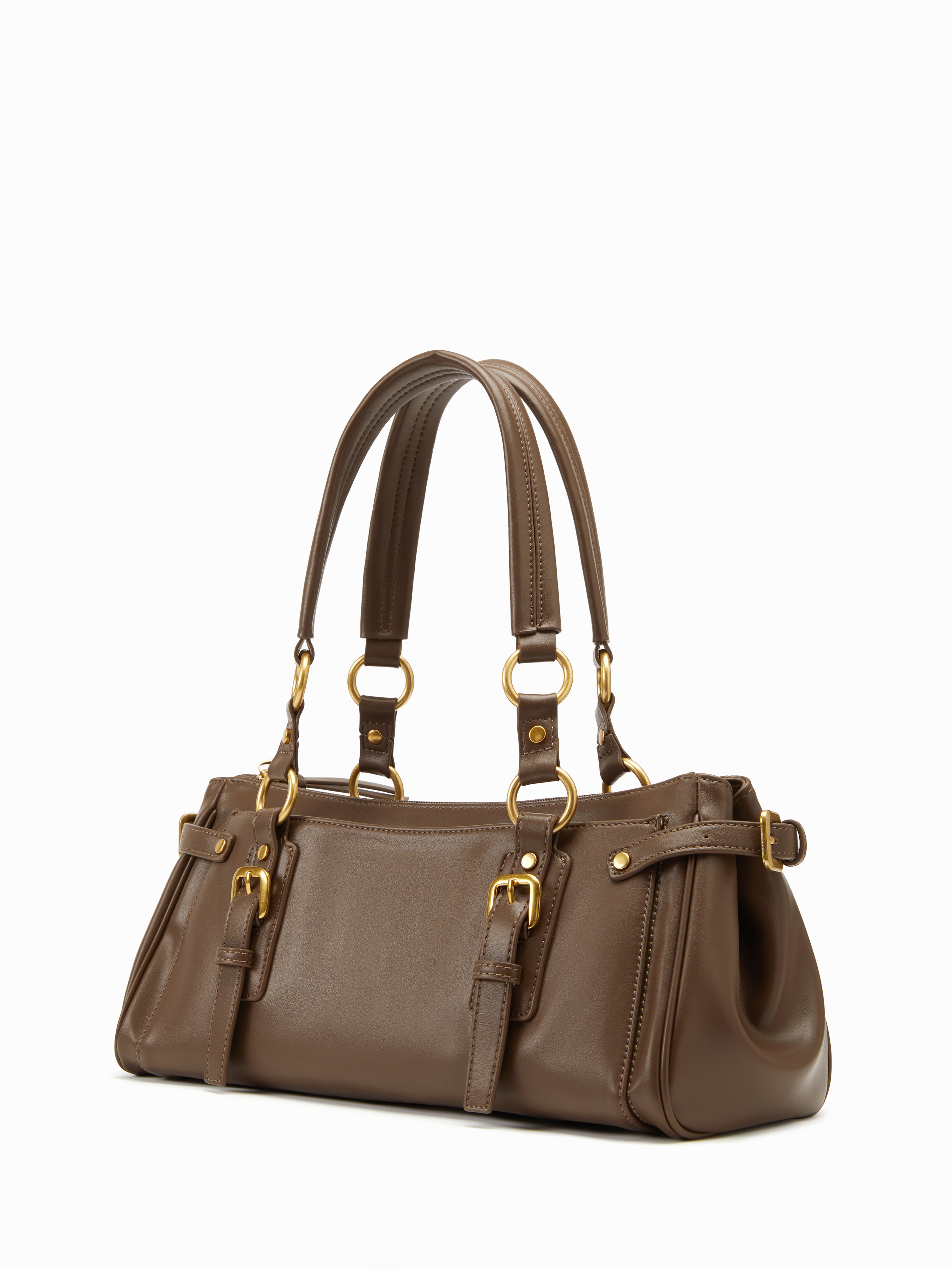 Faux Leather SQUARE FAUX LEATHER SHOULDER BAG For Daily Casual Date Coffee Shop Work | Cider