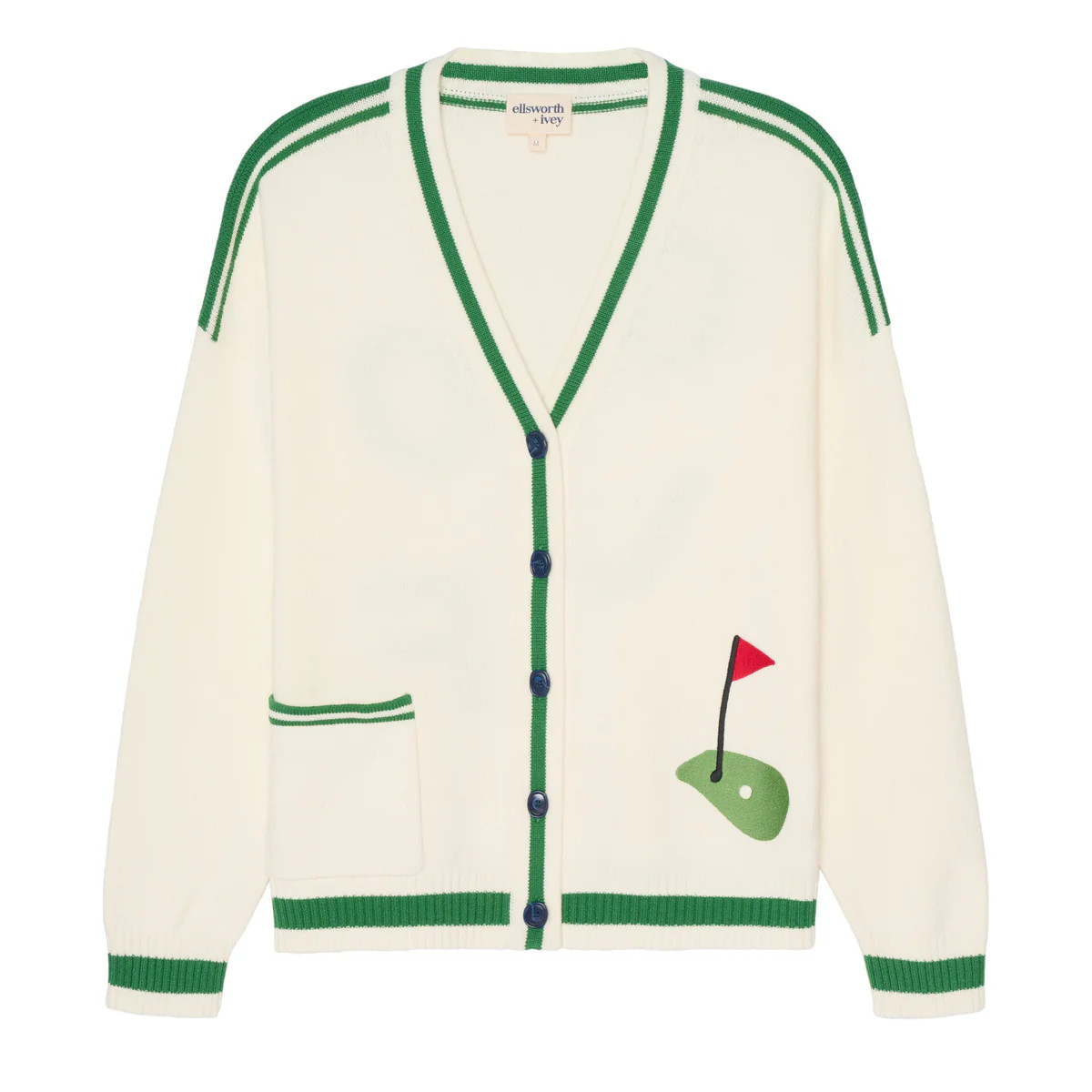 Emily Varsity Cardigan - Golf in Ivory | Over The Moon