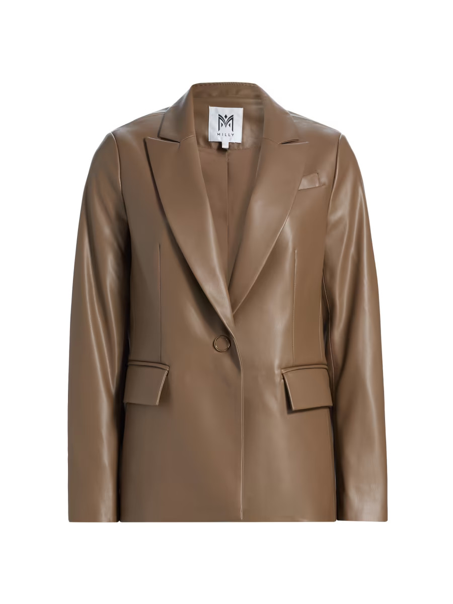 Milly Avery Faux Leather Blazer | Saks Fifth Avenue | Saks Fifth Avenue