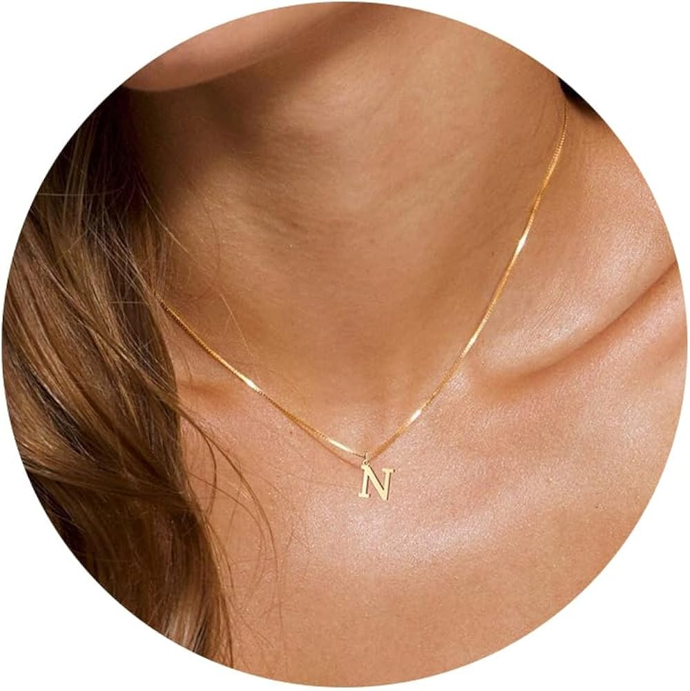 Foxgirl Gold Initial Necklaces for Women, Dainty Gold Letter Necklace Tiny A-Z Pendant Choker Nec... | Amazon (US)