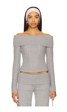 Frankies Bikinis Jazz Cable Knit Sweater in Cloud Cover from Revolve.com | Revolve Clothing (Global)