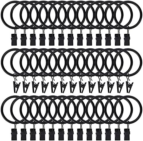 40pcs Curtain Rings with Clips Hooks 1.5 inch Rustproof Matte Metal Stainless Steel Drapery Rings fo | Amazon (US)