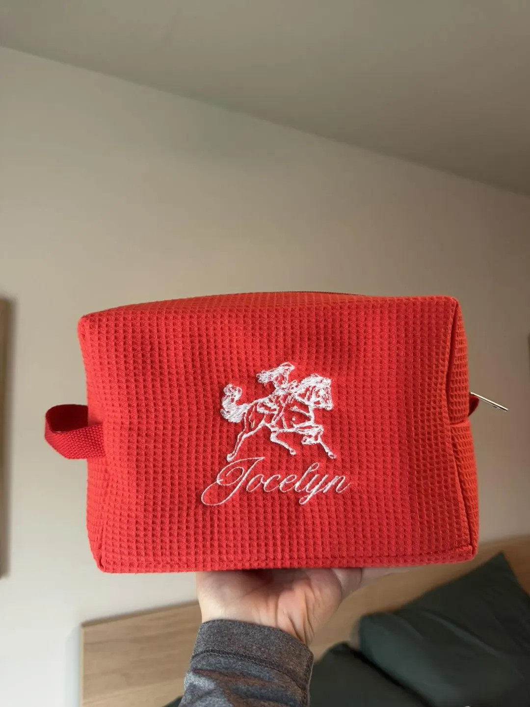 Red Waffle Make up Bag - Waffle Weave Cosmetic Bag - Red Custom Cosmetic Bag - Red Toiletry Bag -... | Etsy (US)