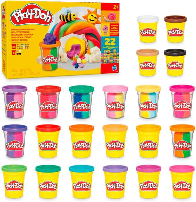 Play-Doh 22 Pack Ultimate Color Variety, Bulk Assorted Colors, 2 & 4 Ounce Modeling Compound Cans... | Amazon (US)