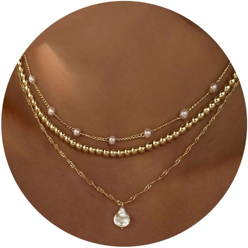 Relveo Gold/Silver Pendant Pearl Necklace for Women,Dainty Necklaces for Women Pearl Choker Layer... | Amazon (CA)