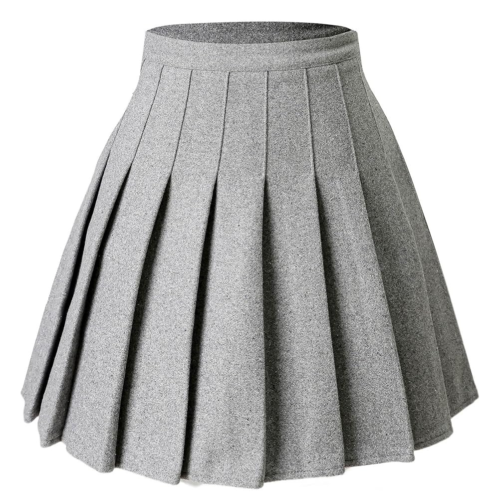 Hoerev Women Girls Thick Wool Fabric for Cold Weather Versatile Plaid Pleated Skirt with Shorts | Amazon (US)