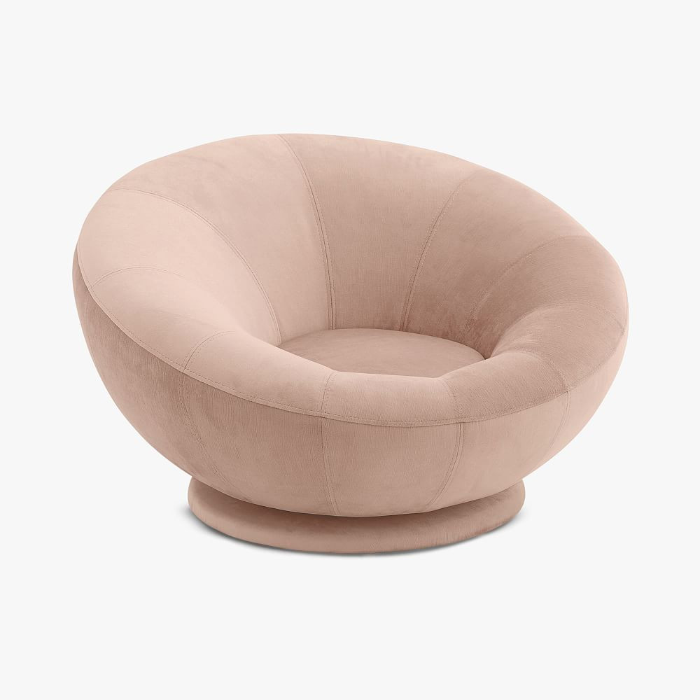 Lustre Velvet Dusty Blush Groovy Swivel Chair | Pottery Barn Teen