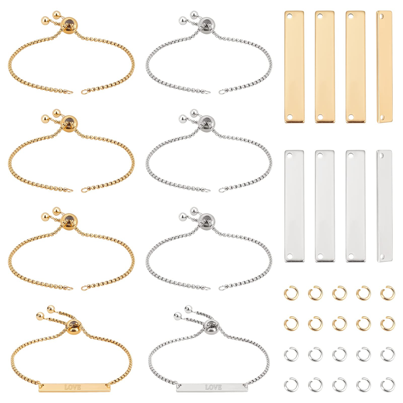 UNICRAFTALE 2 Colors 8Set Engravable Bracelets DIY Kit Including Rectangle Engravable Blank Tags ... | Amazon (US)
