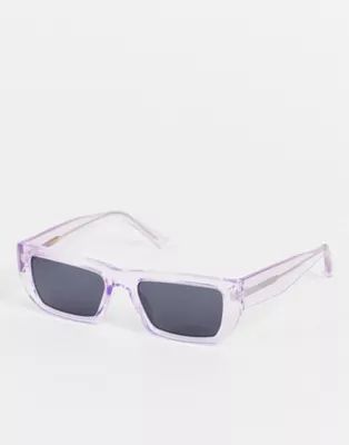 A.Kjaerbede Fame square sunglasses in lavender transparent | ASOS (Global)