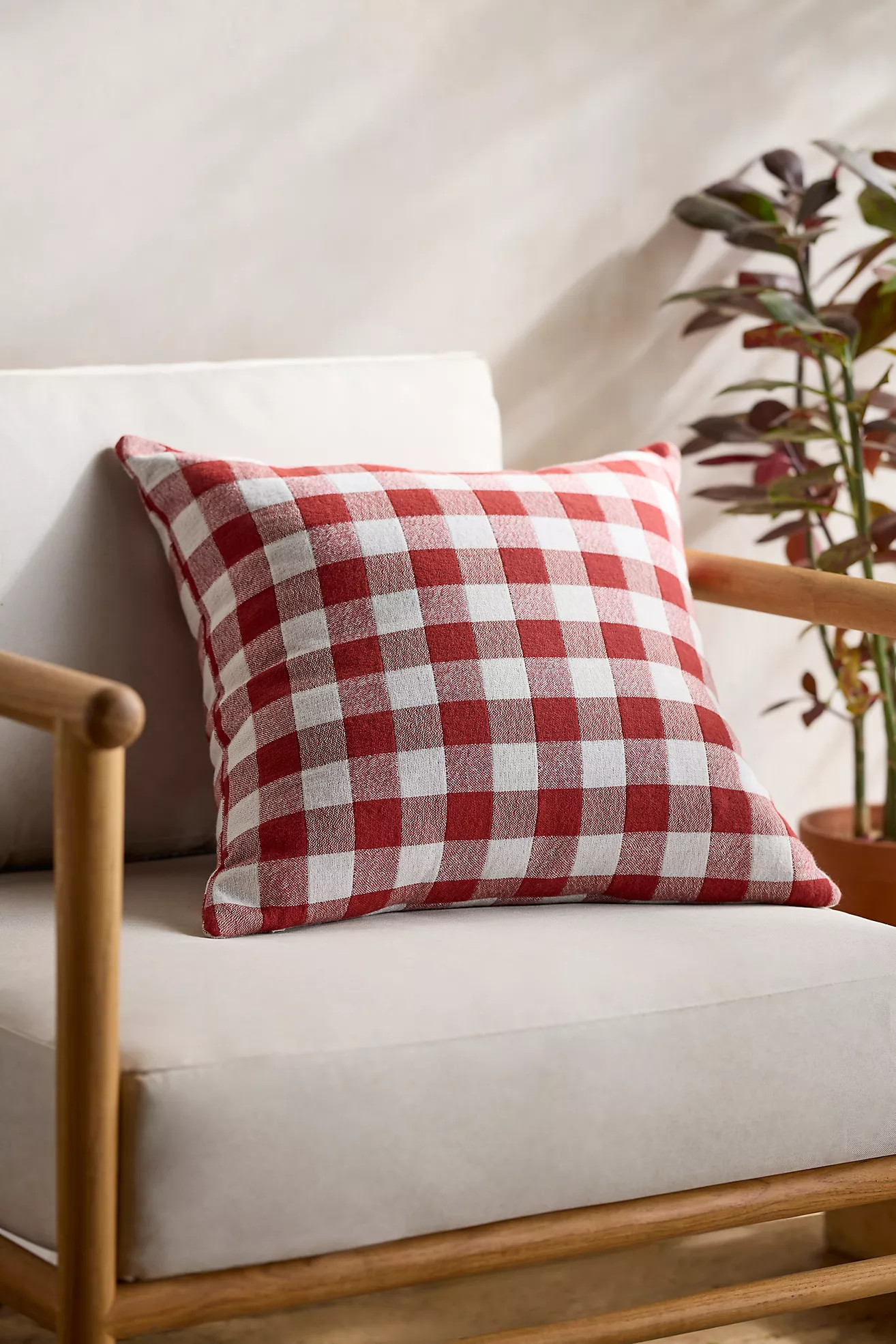 Gingham Outdoor Pillow, Red | Anthropologie (US)