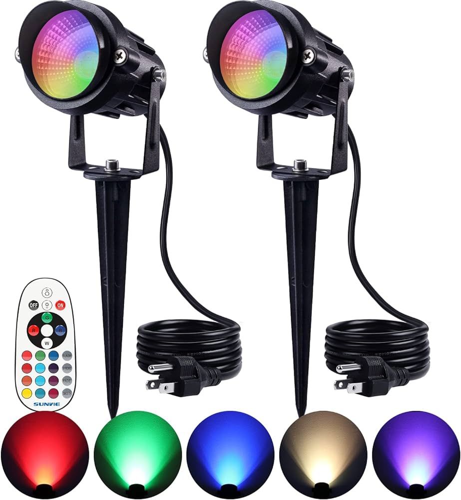 SUNVIE RGB Outdoor Spotlight 12W LED Color Changing Landscape Lights with Remote Control 120V Lan... | Amazon (US)