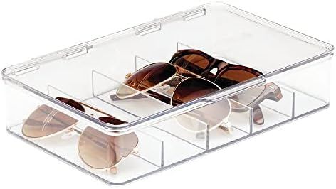 mDesign Plastic Stackable Eyeglass Case Storage Organizer with Hinged Lid for Unisex Sunglasses, ... | Amazon (US)