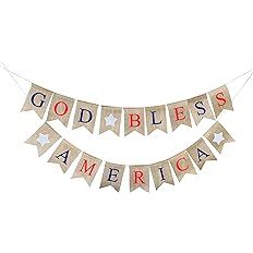 GOD BLESS AMERICA Patriotic Banner - 4th of July Party Decoration - Memorial Day Fourth of July B... | Amazon (US)