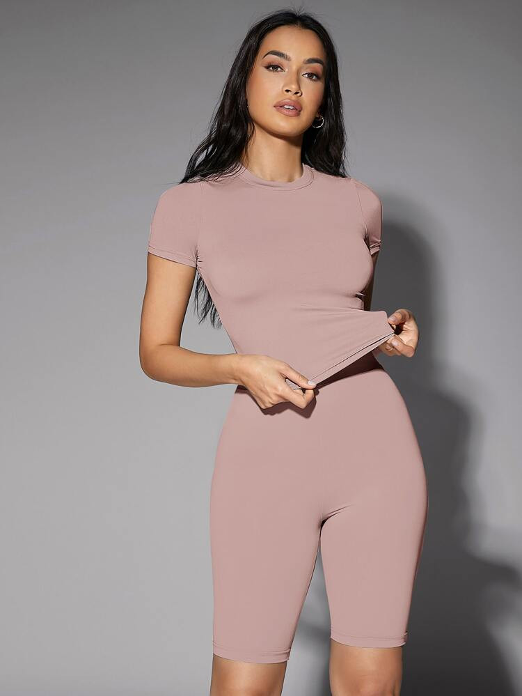 SHEIN BAE Solid Fitted Tee | SHEIN