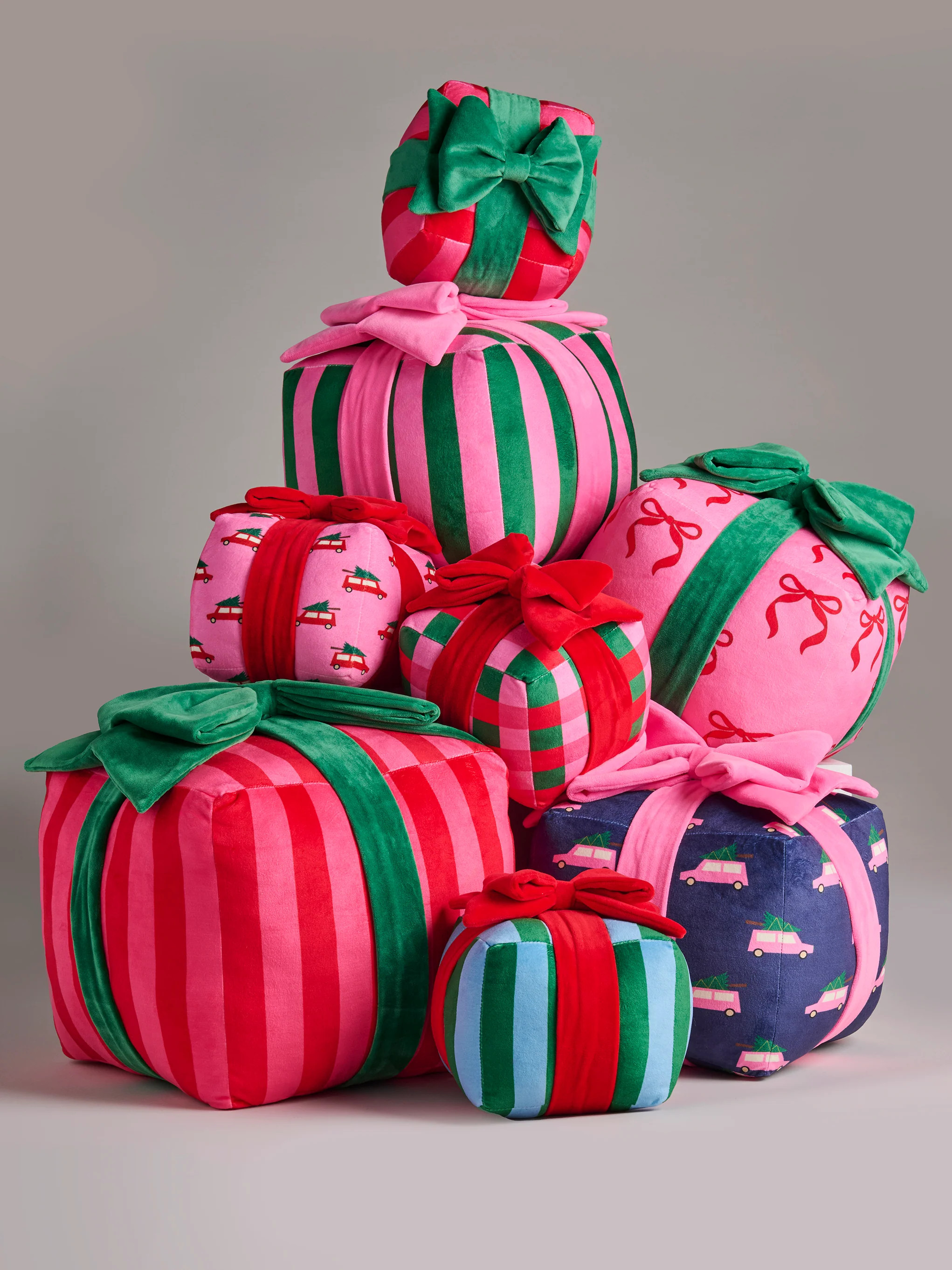 Shiraleah Assorted Set of 8 Patterns Gift Box Pillows, Multi | Shiraleah