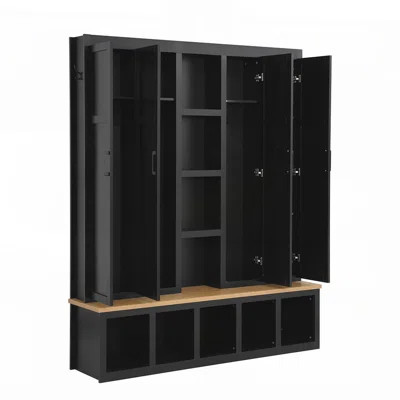 Farmhouse 4-in-1 Hall Tree with 6 Hanging Hooks Entryway Shoe Cabinet with Seating Bench for Living Room | Wayfair North America