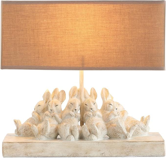 Creative Co-op Whitewashed Rabbit Table Lamp with Sand-Colored Linen Shade, 14" L x 5.5" W x 13" ... | Amazon (US)