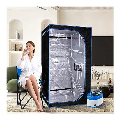 ZONEMEL Full Size Portable Steam Sauna Kit, Personal Full Body Sauna Spa for Home Relaxation, 4 Liters 1500 Watt Steamer, Remote Control, Timer, Foldable Chair | Amazon (US)