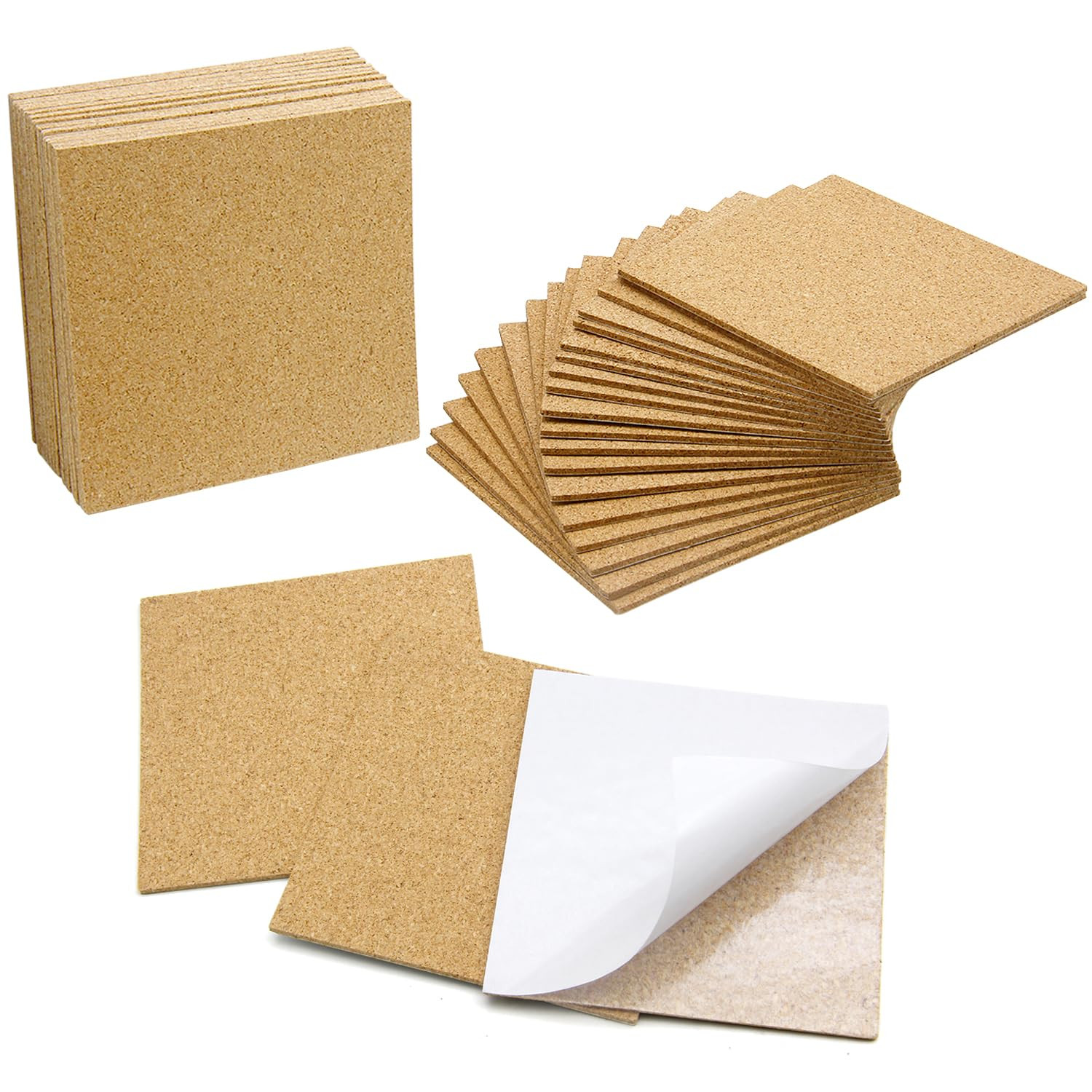 Blisstime 36 Self-Adhesive Cork Sheets 4"x 4" for DIY Coasters, Mini Wall Cork Board with Strong ... | Amazon (US)
