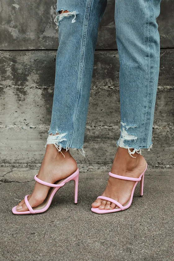 Theyaa Light Pink Square-Toe High Heel Sandals | Lulus (US)