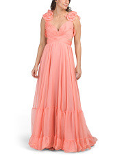 Sleeveless Ruffle Shoulder Gown | Formal Dresses | Marshalls | Marshalls