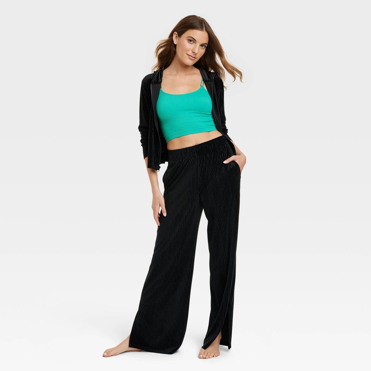 Women's Velvet Lounge Pajama Pants with Slit - Colsie™ | Target